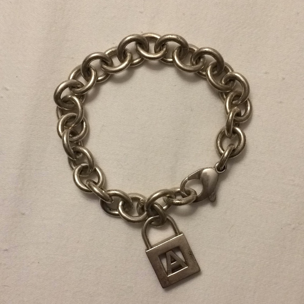 Padlock Alphabet Letter Charm Bracelet "A"